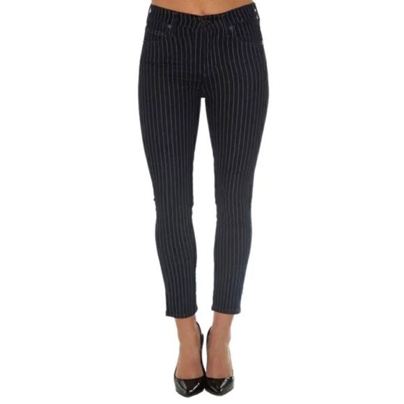 Citizens of Humanity COH Blue Pinstripe Rocket Crop High Rise Skinny Jeans - Picture 8 of 16